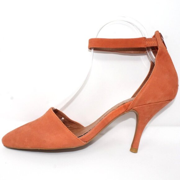 Jeffrey Campbell Womens Sz 9.5 Orange Rust Suede Pointed Toe Ankle Strap Heels - Picture 7 of 11